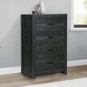 Grey wood 4 drawer chest graphite finish bedroom set