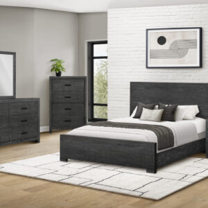 Grey wood queen bed graphite finish bedroom set