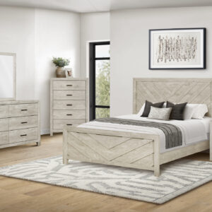 Bleached oak queen bed finish bedroom set