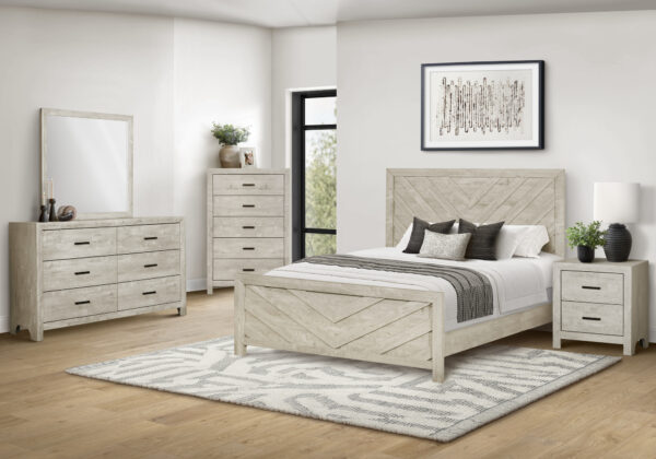 Bleached oak queen bed finish bedroom set