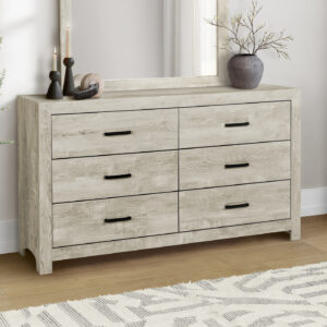 Bleached oak 6 drawer dresser finish bedroom set