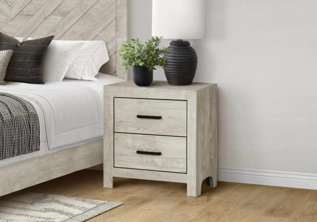 Bleached oak 2 drawer nightstand finish bedroom set