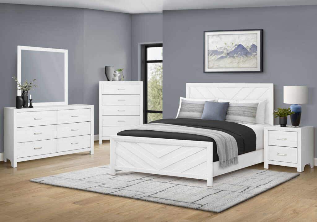 White oak queen bed finish bedroom set