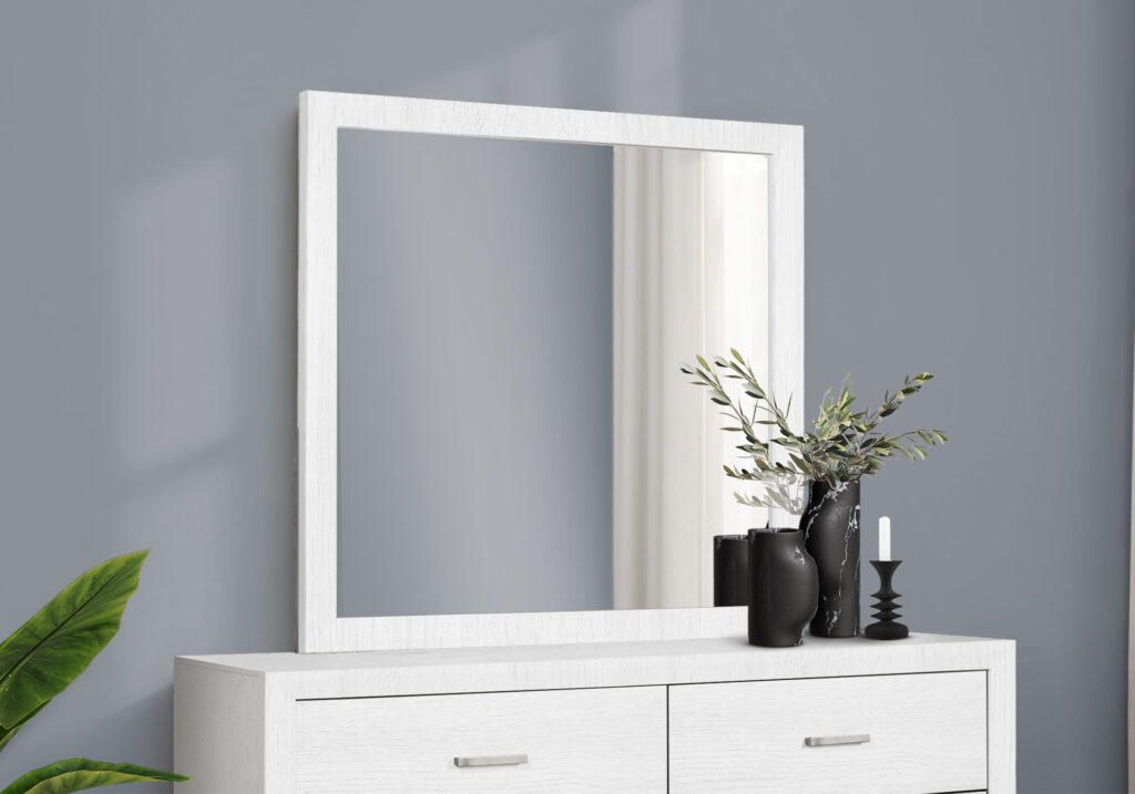 White oak wall mirror finish bedroom set