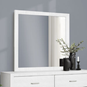 White oak wall mirror finish bedroom set