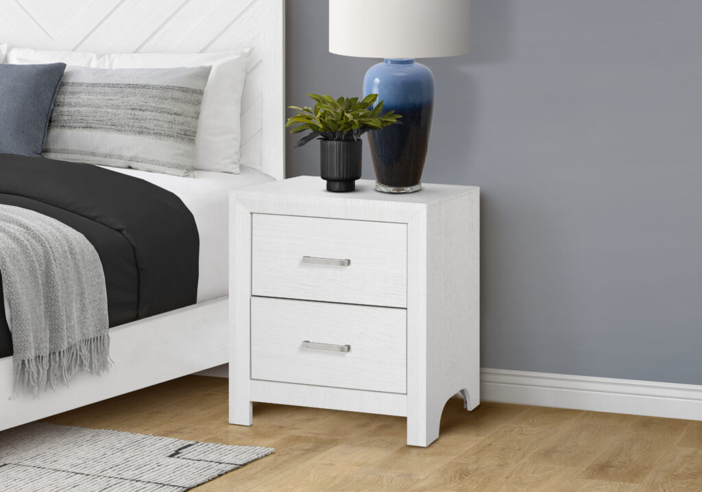 White oak 2 drawer nightstand finish bedroom set