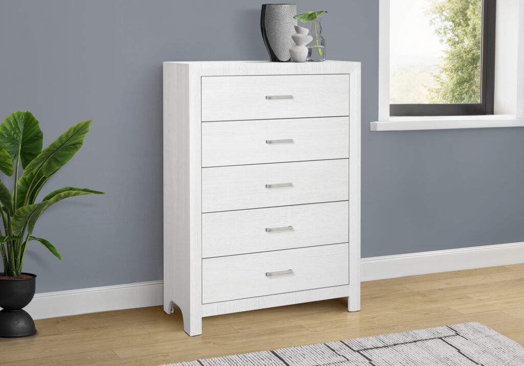 White oak 5 drawer chest finish bedroom set
