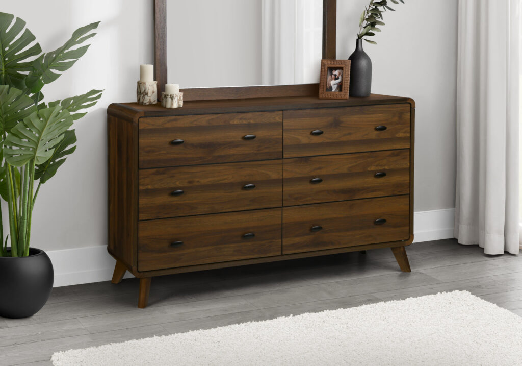 Walnut 6 drawer dresser finish bedroom set