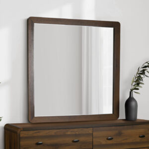 Walnut wall mirror finish bedroom set