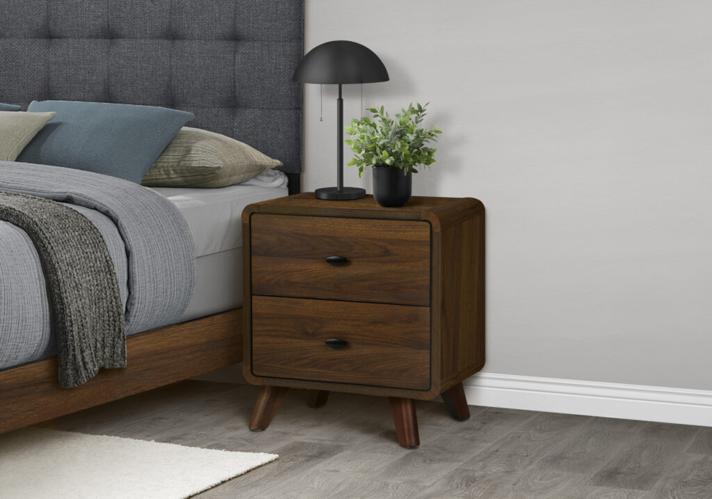 Walnut 2 drawer nightstand finish bedroom set