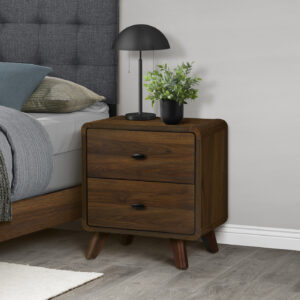 Walnut 2 drawer nightstand finish bedroom set