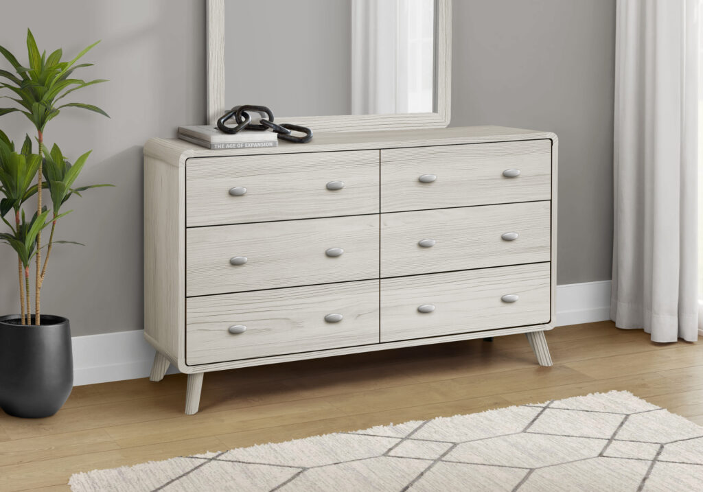 Grey oak 6 drawer dresser finish bedroom set