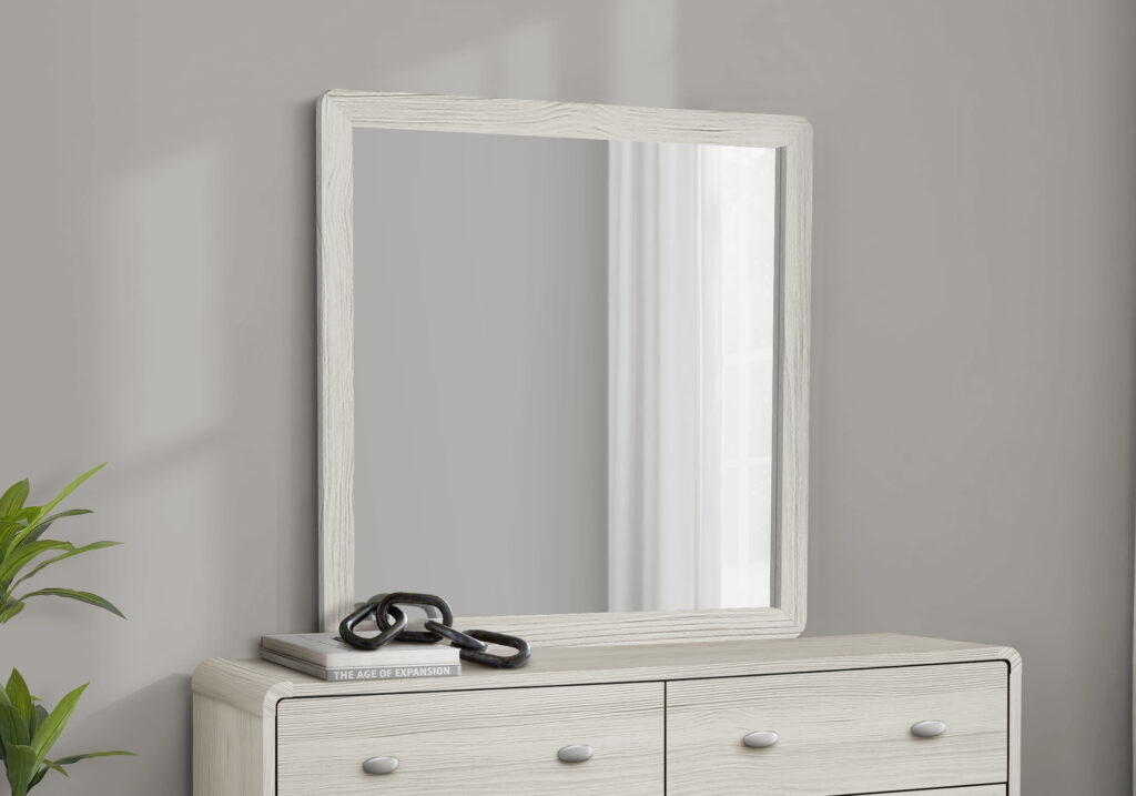 Grey oak wall mirror finish bedroom set