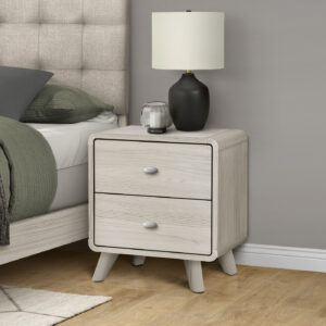 Grey oak 2 drawer nightstand finish bedroom set