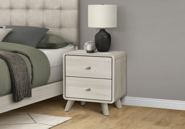 Grey oak 2 drawer nightstand finish bedroom set