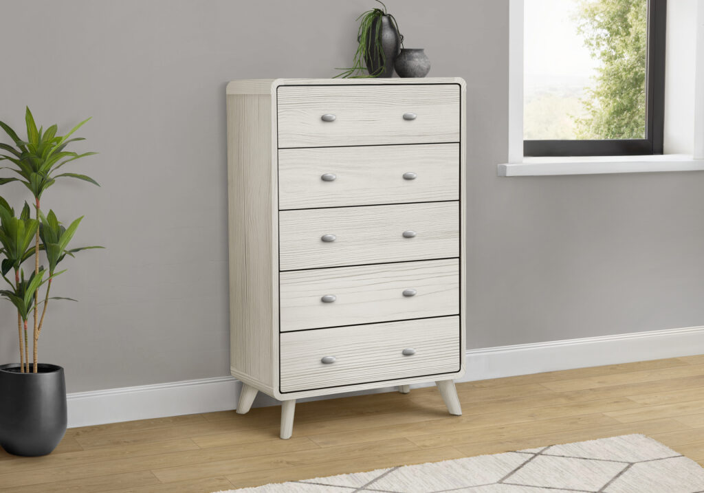 Grey oak 5 drawer chest finish bedroom set