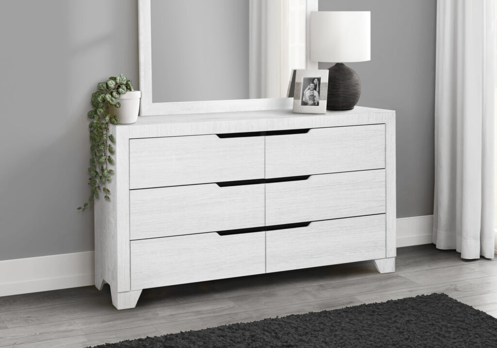 White 6 drawer dresser finish bedroom set
