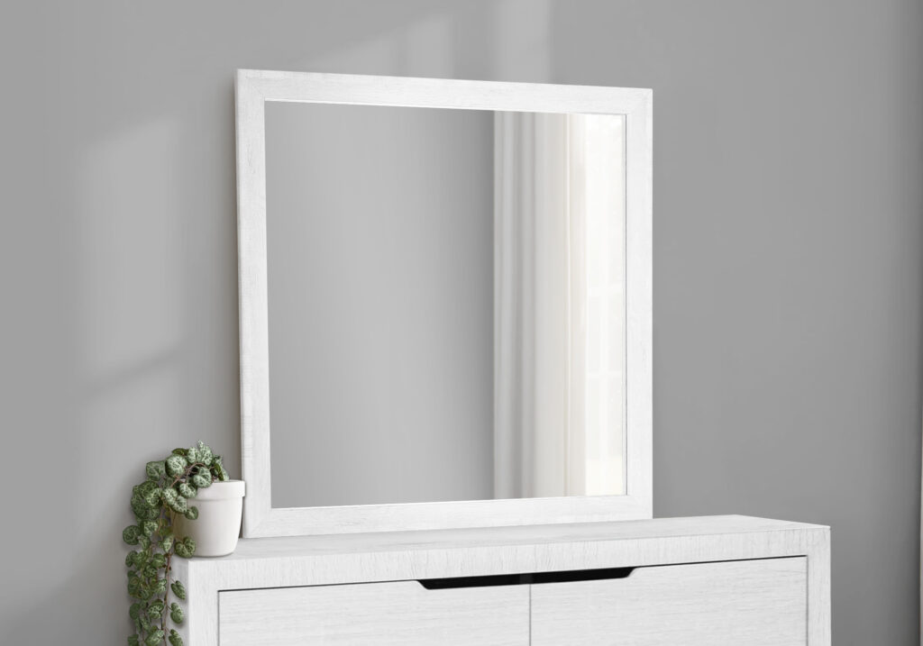 White wall mirror finish bedroom set