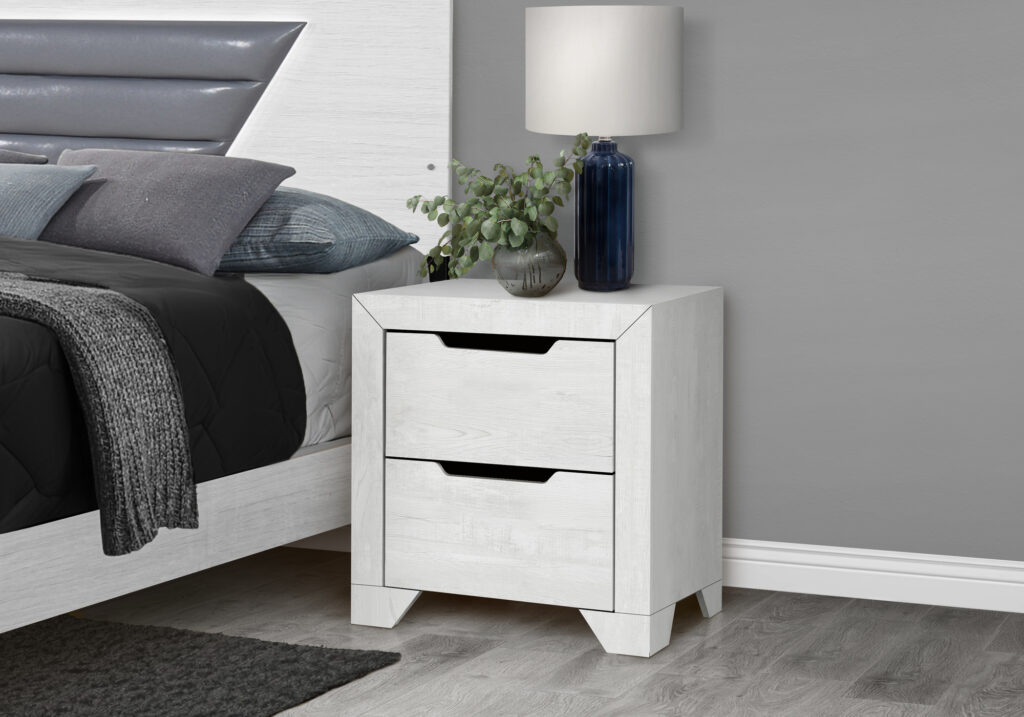 White 2 drawer nightstand finish bedroom set