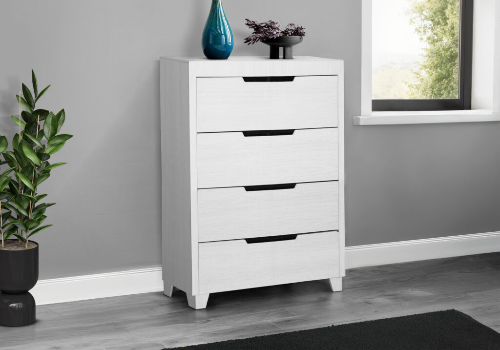 White 4 drawer chest finish bedroom set