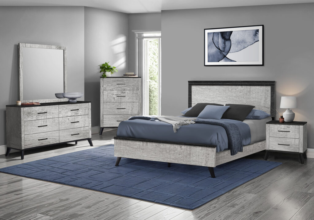 Grey queen bed reclaimed graphite bedroom set