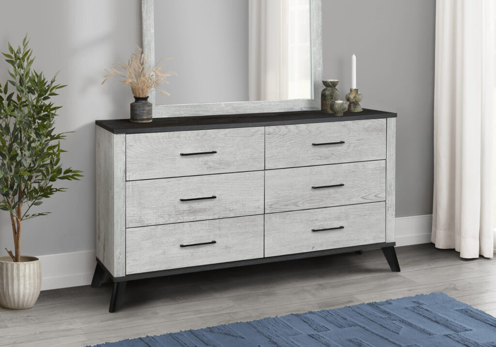 Grey 6 drawer dresser reclaimed graphite bedroom set