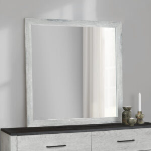 Grey wall mirror reclaimed bedroom set