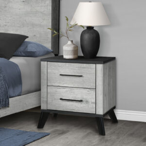 Grey 2 drawer nightstand reclaimed graphite bedroom set
