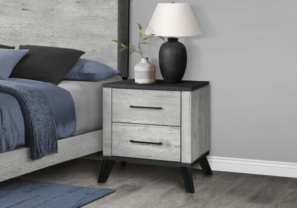 Grey 2 drawer nightstand reclaimed graphite bedroom set