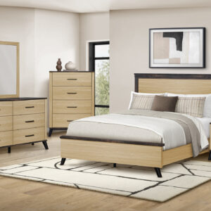 Light oak queen bed rustic top bedroom set