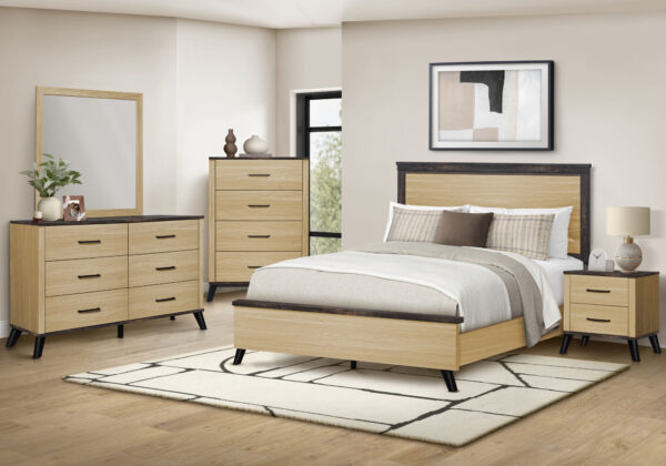 Light oak queen bed rustic top bedroom set