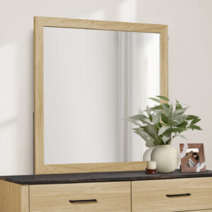 Light oak wall mirror bedroom set