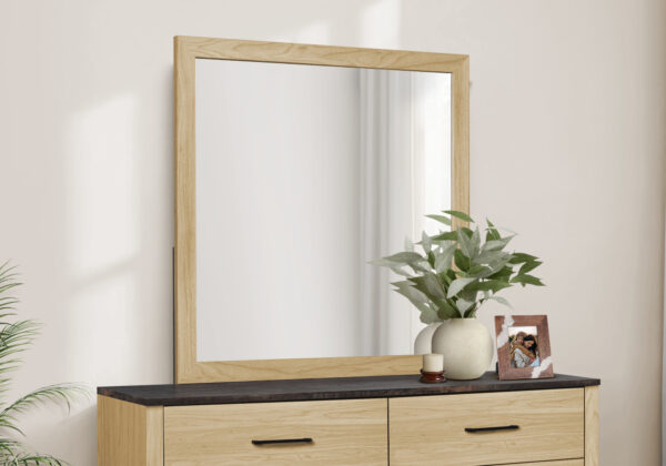 Light oak wall mirror bedroom set