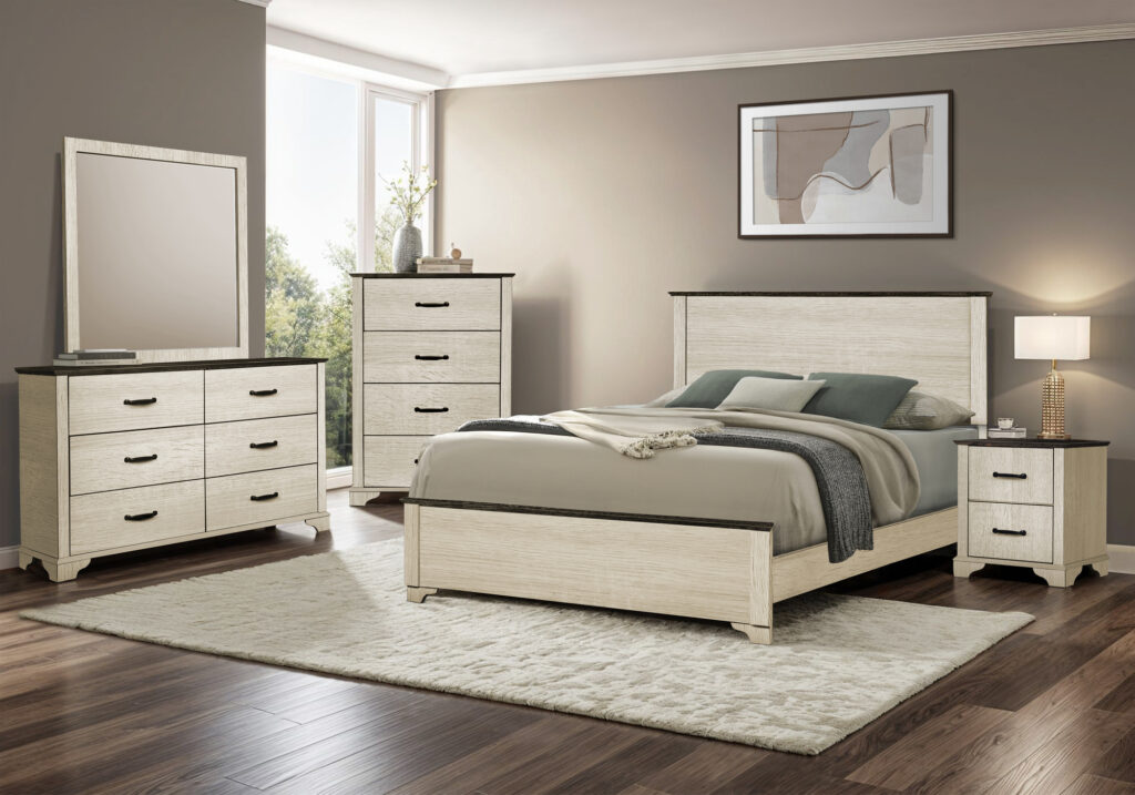 Bleached oak oak queen bed finish top bedroom set