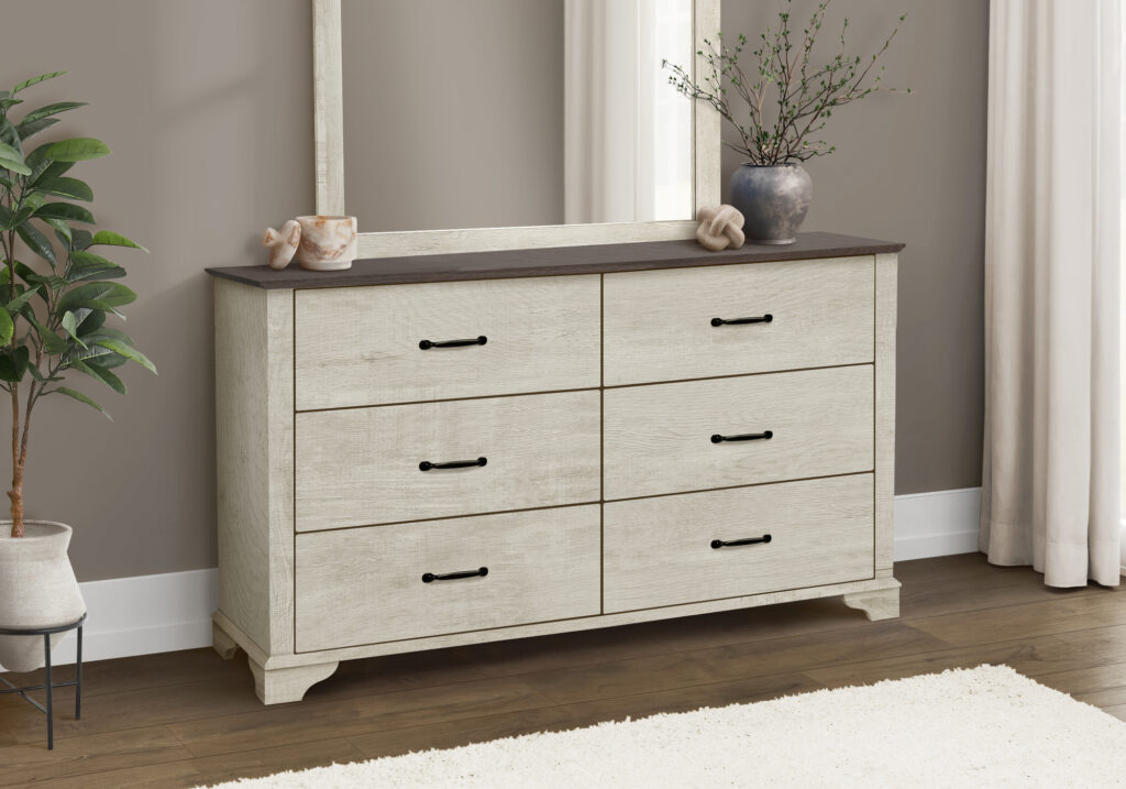 Bleached oak oak 6 drawer dresser finish bedroom set