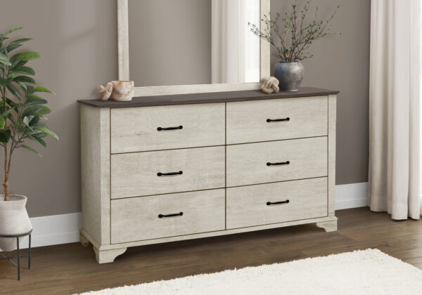 Bleached oak oak 6 drawer dresser finish bedroom set