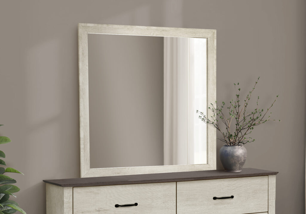 Bleached oak wall mirror finish bedroom set