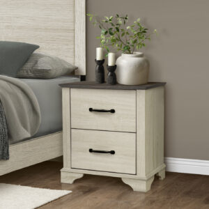Bleached oak oak 2 drawer nightstand top bedroom set