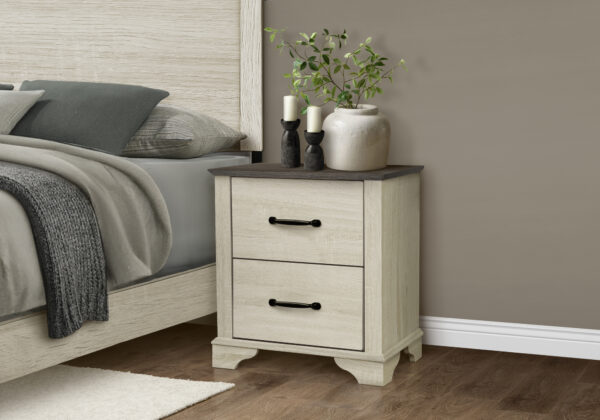 Bleached oak oak 2 drawer nightstand top bedroom set