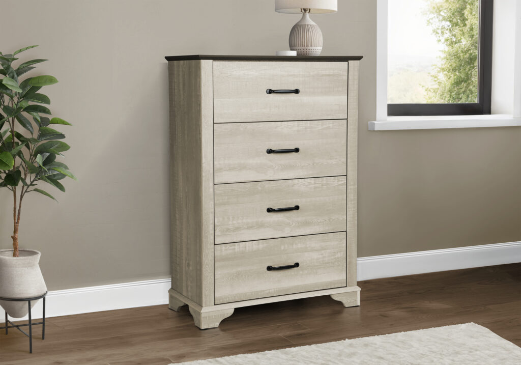Bleached oak oak 4 drawer chest finish top bedroom set
