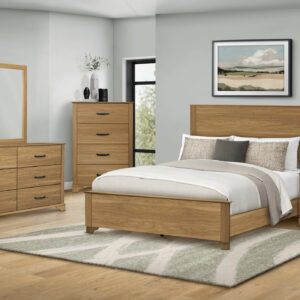 Medium oak queen bed finish bedroom set