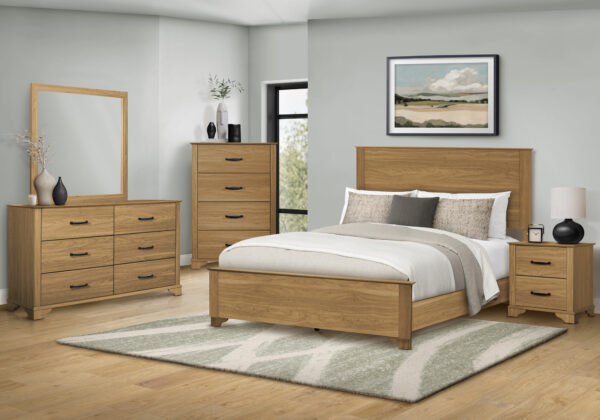 Medium oak queen bed finish bedroom set
