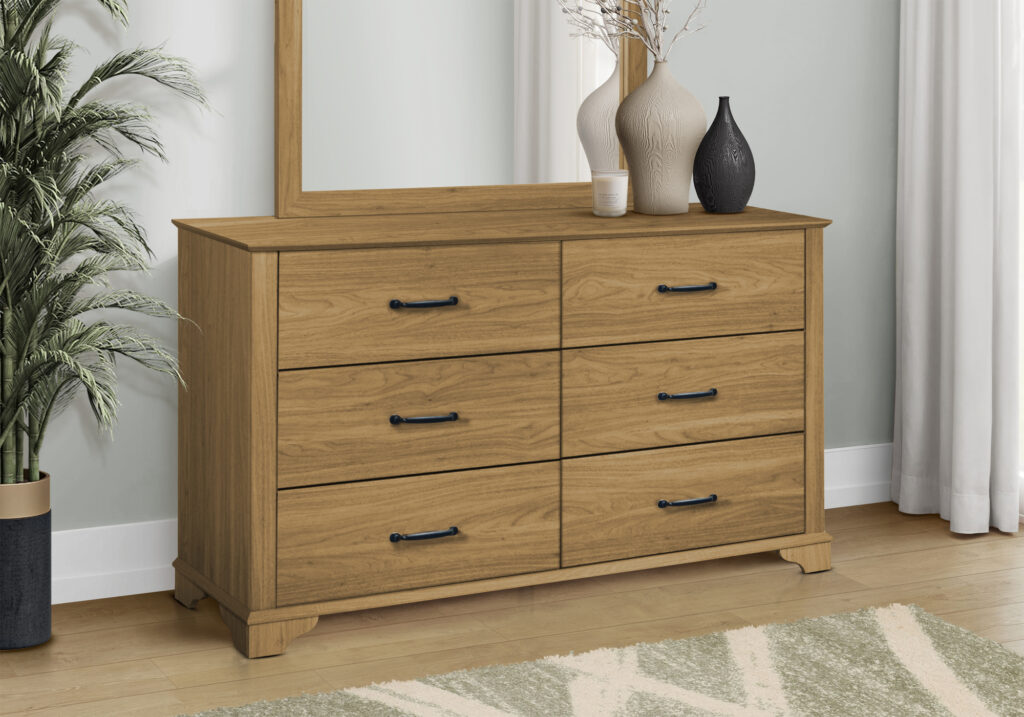 Medium oak 6 drawer dresser finish bedroom set