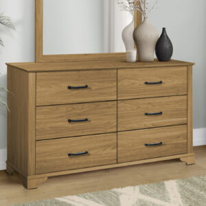Medium oak 6 drawer dresser finish bedroom set