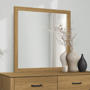 Medium oak wall mirror finish bedroom set