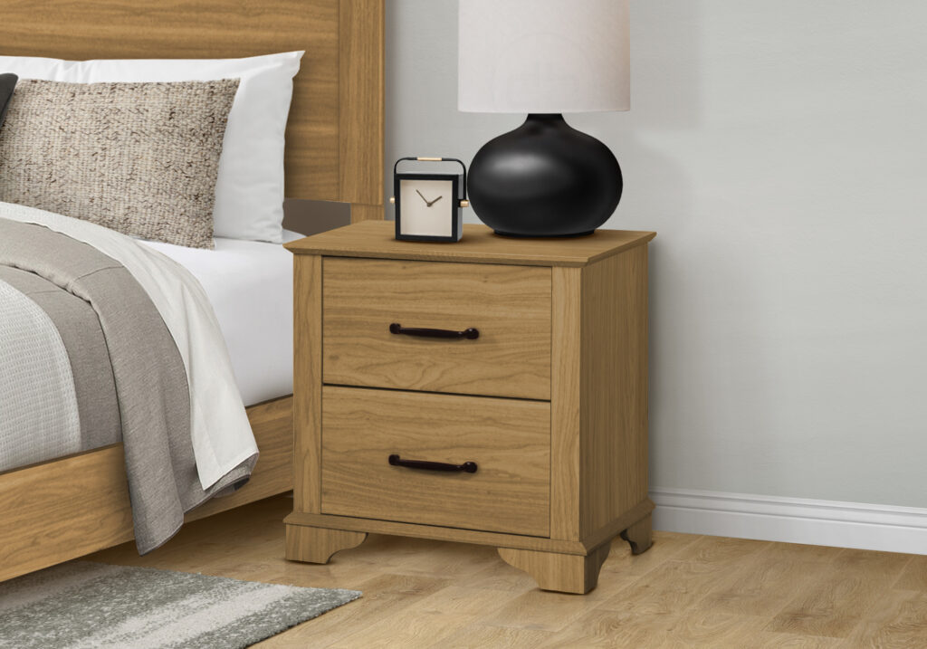 Medium oak 2 drawer nightstand finish bedroom set