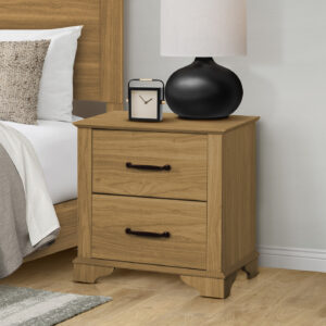 Medium oak 2 drawer nightstand finish bedroom set