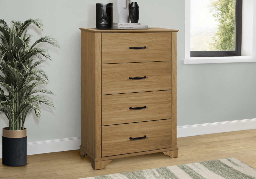 Medium oak 4 drawer chest finish bedroom set