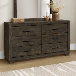 Oak 6 drawer dresser rustic finish bedroom set