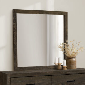 Oak wall mirror rustic finish bedroom set